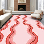 Retro Wavy Red Stripes Rug