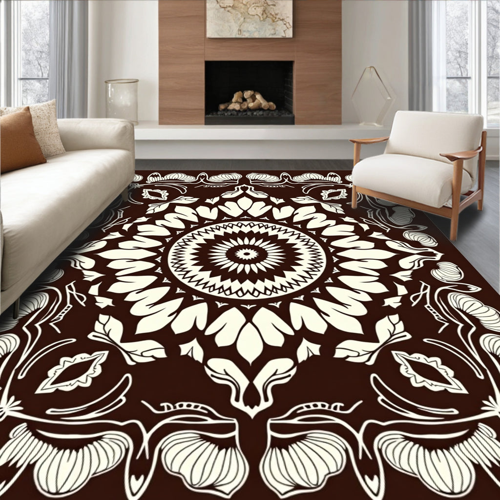 Intricate Floral Mandala Pattern Rug