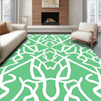 Bold Swirl Pattern on Green Background Rug