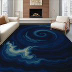 Deep Blue Swirling Vortex Pattern Rug