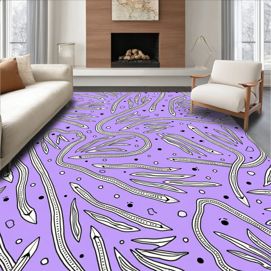 Abstract Swirls Dots Pattern Rug