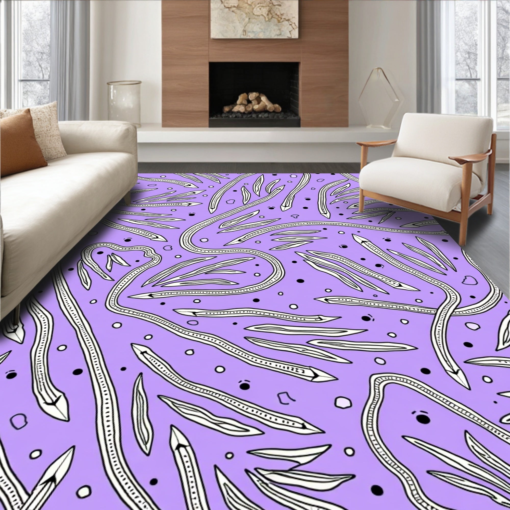 Abstract Swirls Dots Pattern Rug