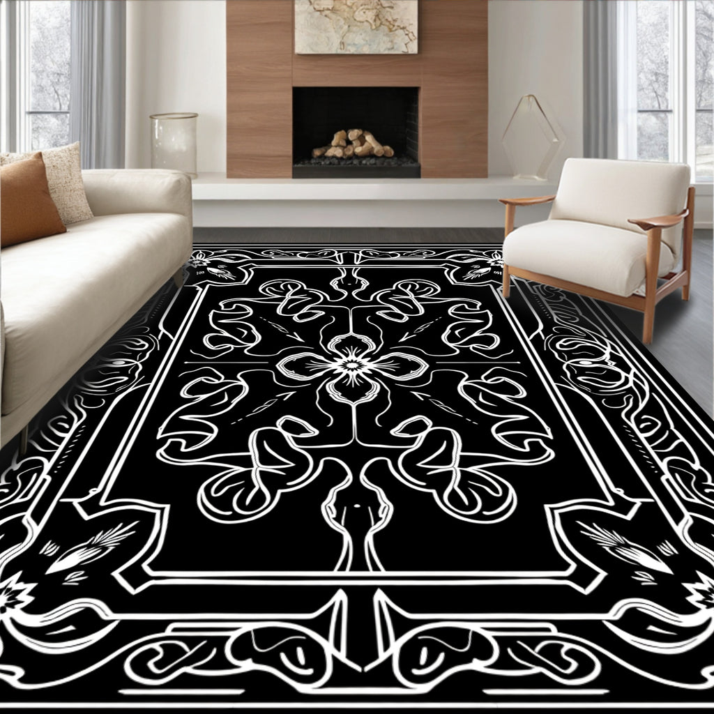 Ornate Floral And Swirl Pattern Rug