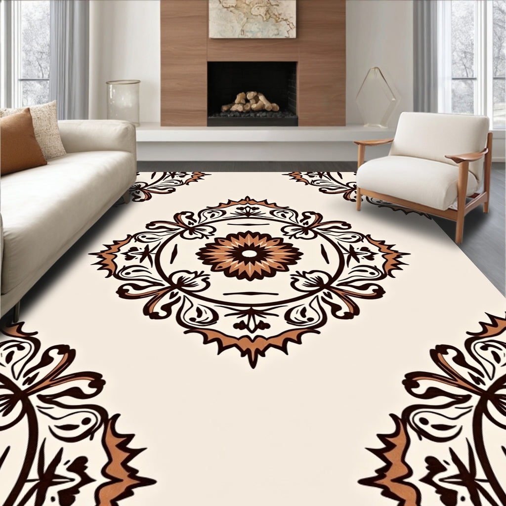 Ornate Floral Medallion Pattern Rug