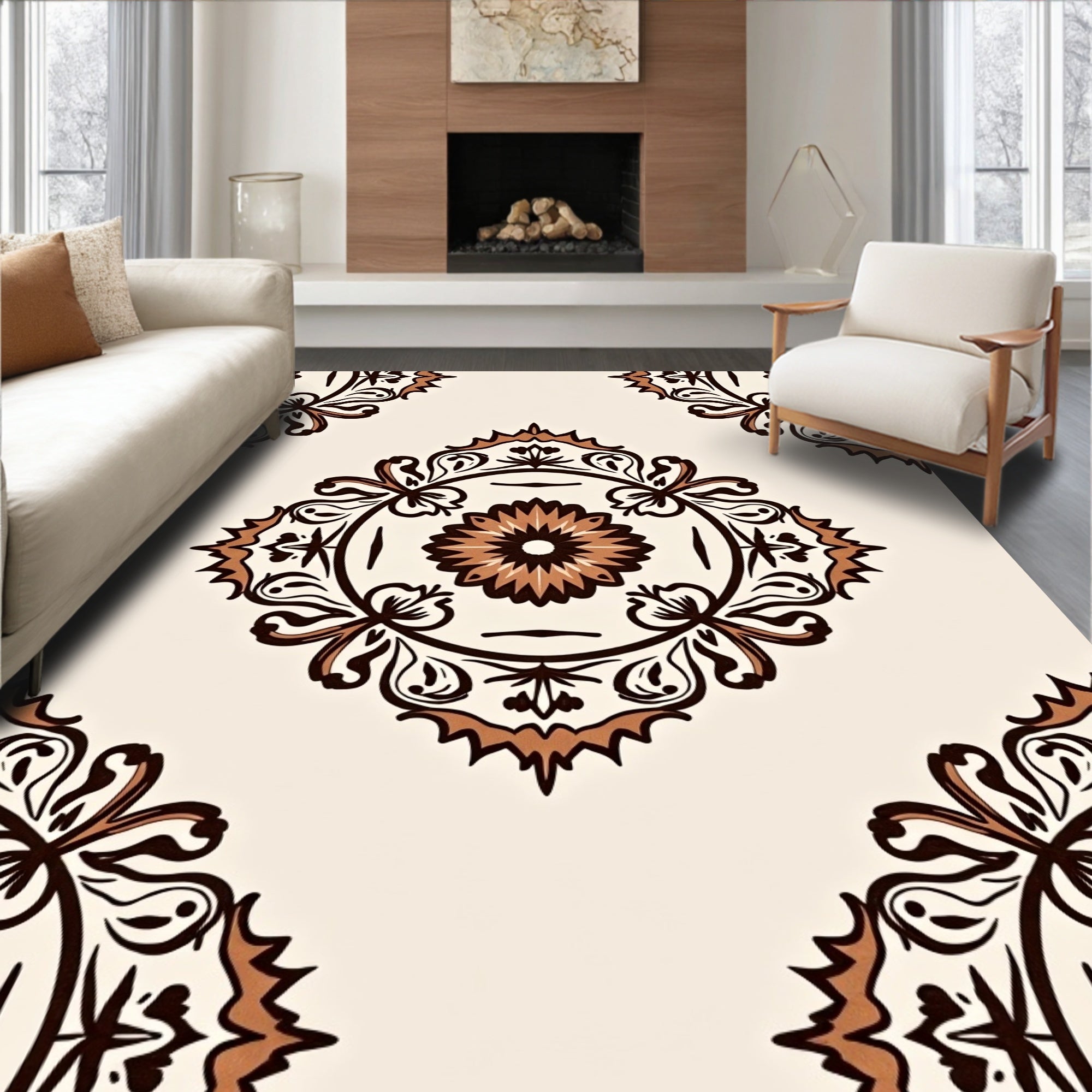 Ornate Floral Medallion Pattern Rug