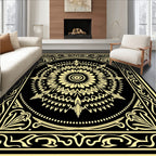 Black Gold Floral Mandala Frame Rug
