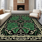 Art Nouveau Green Floral Scroll Rug