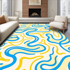 Abstract Blue Yellow Swirls Pattern Rug