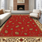 Red Acorn Vine Patterned Print Rug