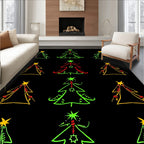 Whimsical Holiday Tree Line Art Rug