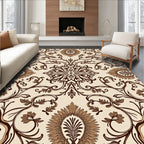 Elegant Brown Floral Medallion Pattern Rug