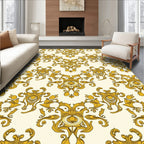 Golden Floral Scroll Pattern Rug