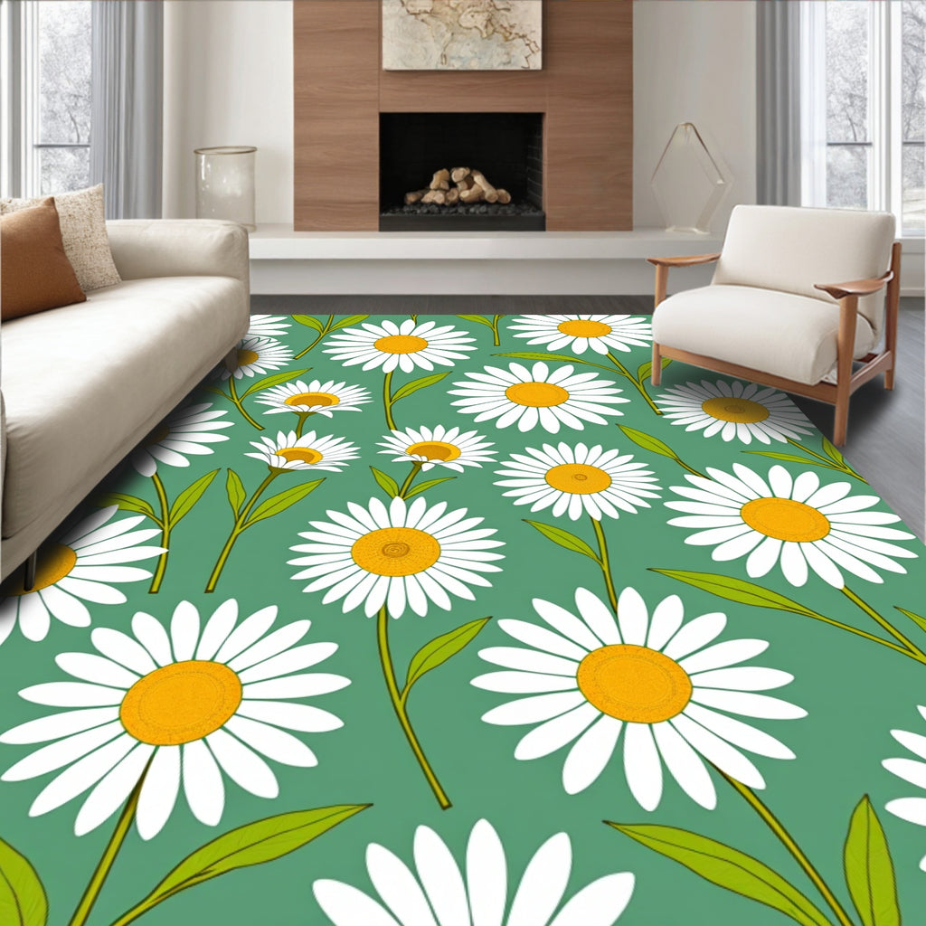 Daisy Botanical Pattern Design Rug