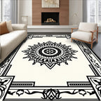 Ornate Floral Medallion Border Pattern Rug
