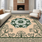 Ornate Floral Mandala Border Design Rug