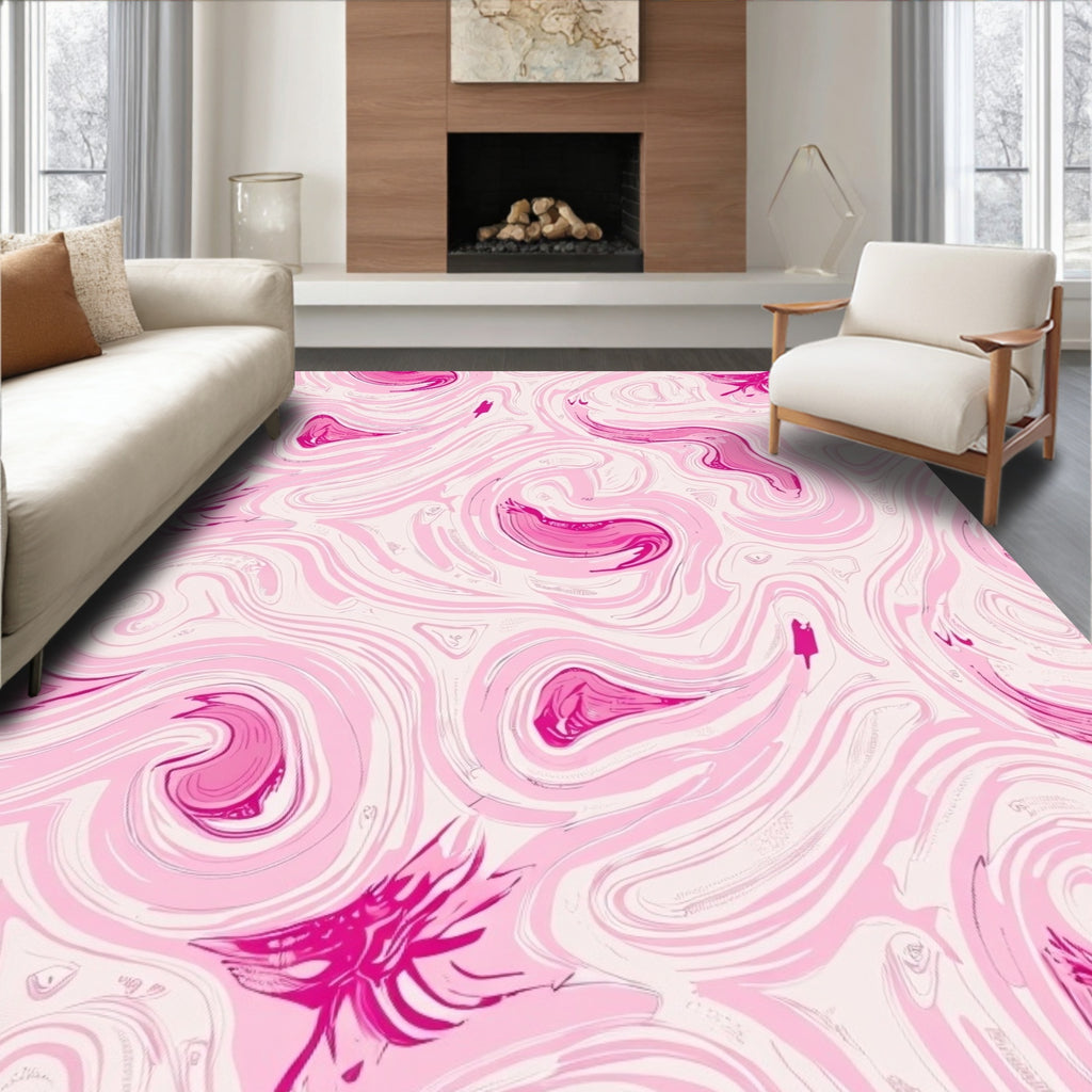 Pink Swirl Fluid Abstract Texture Rug