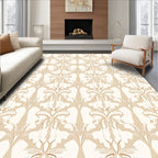 Elegant Tan Floral Art Nouveau Design Rug