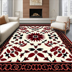 Crimson Floral Medallion Pattern Rug