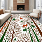 Woodland Animals On Bare Trees Design Rug