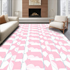 Pastel Pink Geometric Abstract Design Rug