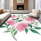 Pink Rose Heart Floral Pattern Rug