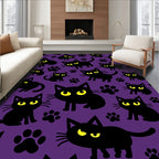 Cute Black Cats Paws Pattern Rug