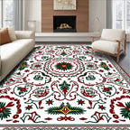 Folk Art Floral Geometric Pattern Rug