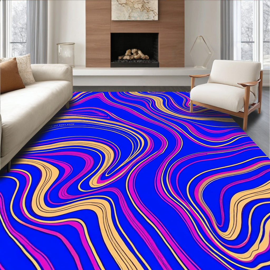 Bold Wavy Swirl Pattern Rug