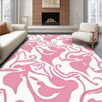 Abstract Pink Floral Swirl Pattern Rug