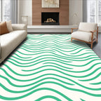 Abstract Aqua Wave Pattern Rug