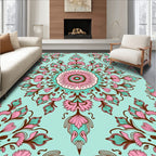 Floral Medallion Pattern With Pink Accents Rug