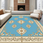 Ornamental Floral Medallion Border Design Rug