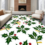 Holly Berry Branch Pattern Design Rug