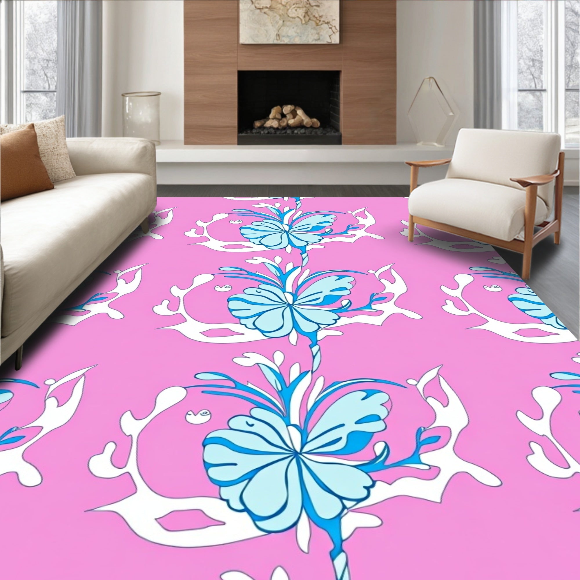 Abstract Floral Paisley Pattern Design Rug