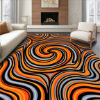 Orange Gray Swirl Abstract Design Rug