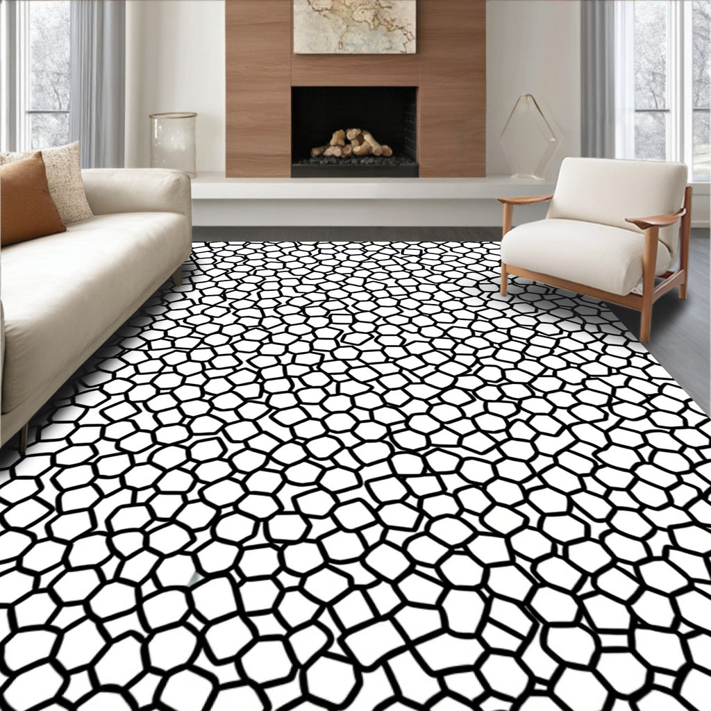 Abstract Irregular Geometric Network Pattern Rug