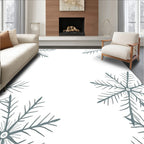 Winter Blue Snowflake Border Rug