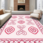 Red Heart Shape Geometric Pattern Rug