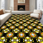 Bright Yellow Orange Floral Pattern Rug
