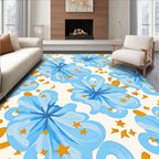 Blue Floral Star Pattern Rug