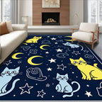 Whimsical Cat Moon Patterned Rug