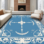 Elegant Blue White Acanthus Border Rug