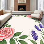 Pink Rose Purple Lavender Floral Design Rug