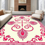 Classic Pink Scrollwork Floral Pattern Rug