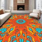 Bold Retro Floral Mandala Design Rug