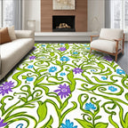 Spring Green Purple Blue Floral Swirls Rug