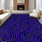 Swirling Cosmic Purple Gold Design Rug