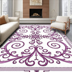 Elegant Violet Swirl Floral Pattern Rug