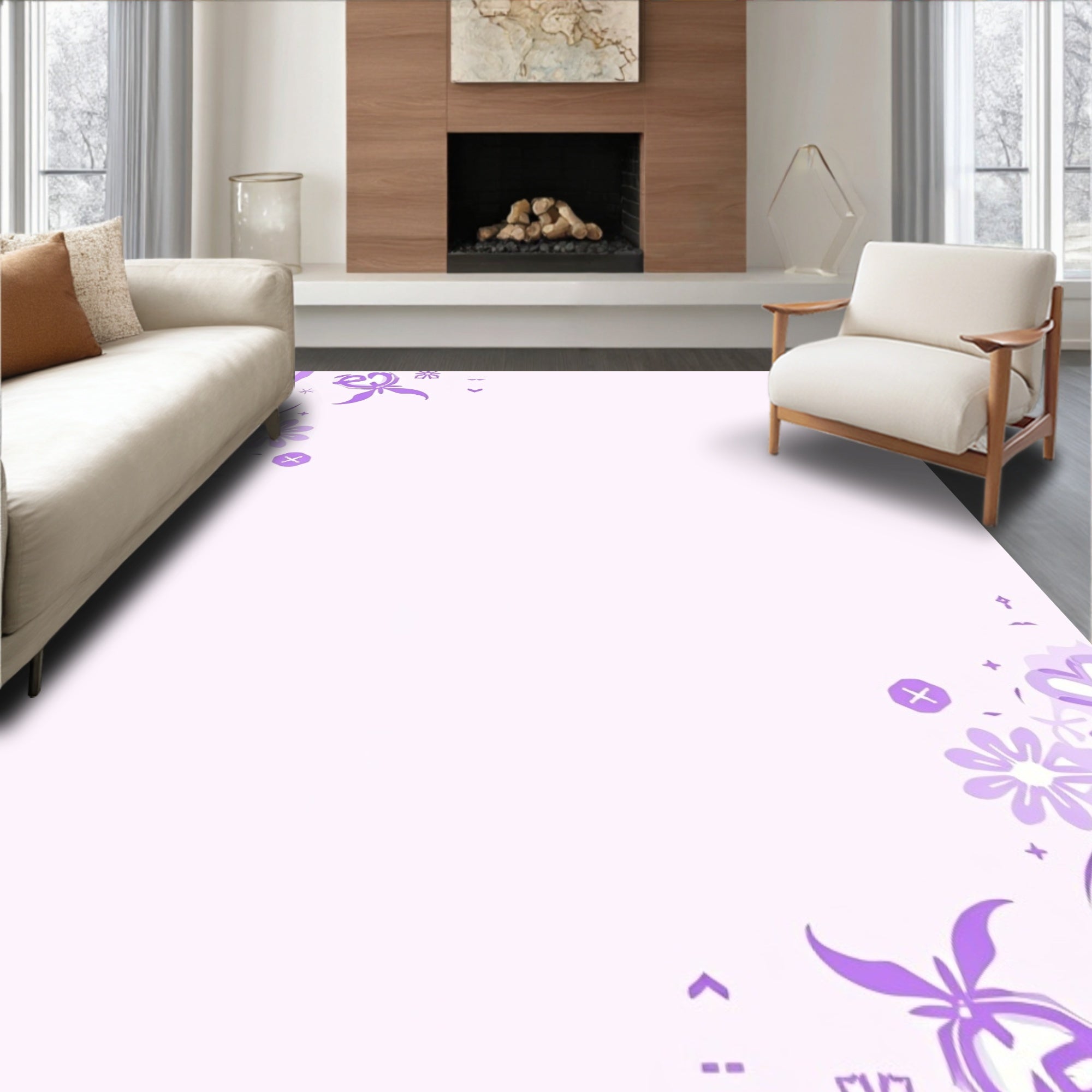 Sweet Floral Pattern Pastel Rug