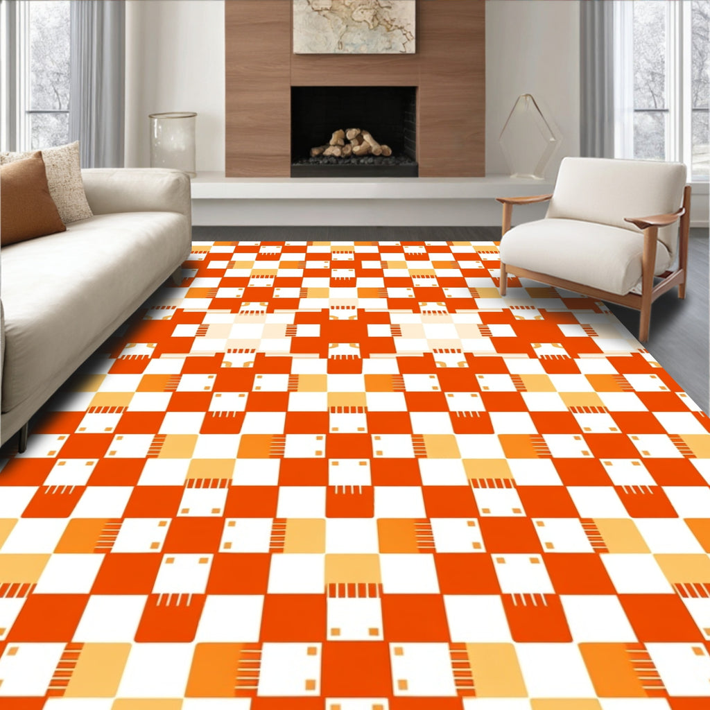 Checkerboard Geometric Pattern Rug